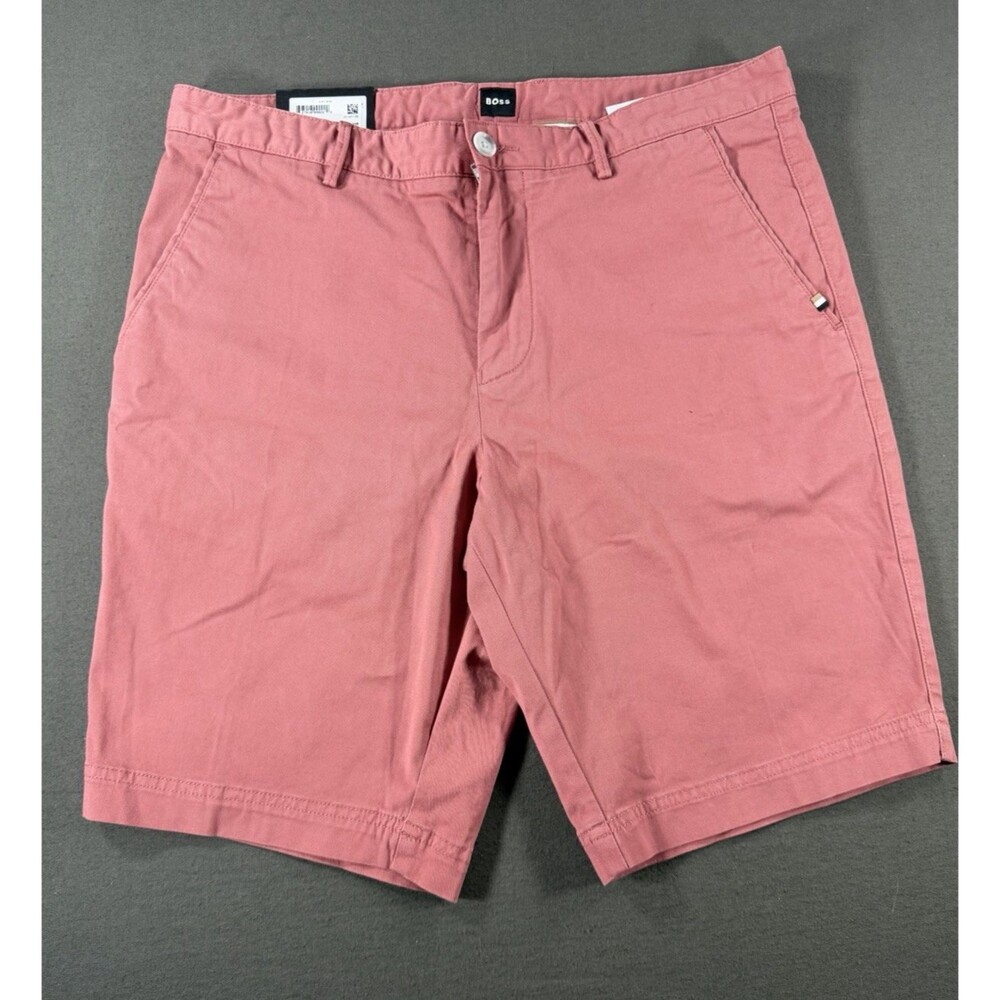 Hugo Boss Shorts Mens 32 Regular Pink Cotton Stretch Slice Slim Fit Chino NEW